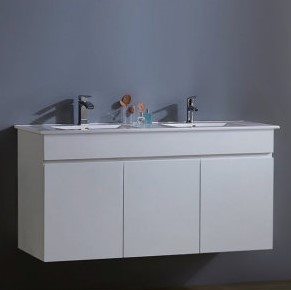 卡尼斯AR-9100-120-ED - 瓷盆PVC防水浴櫃組-雙盆/寬120公分