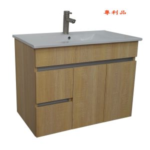 LB9080EH2 瓷盆PVC防水浴櫃組 (淺棕)/寬80公分