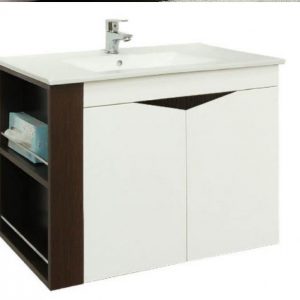 LB9080EFW-BA416EO 瓷盆PVC防水浴櫃組(胡桃木)/寬90公分