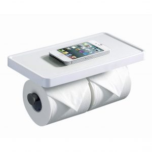 D-12752 不鏽鋼雙捲桶衛生紙架+置物平台