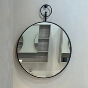 KQ-S5588A 不鏽鋼框掛環圓鏡-霧黑/寬70公分