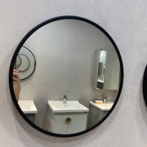 KQ-S5589A 不鏽鋼框圓鏡-霧黑/寬70公分