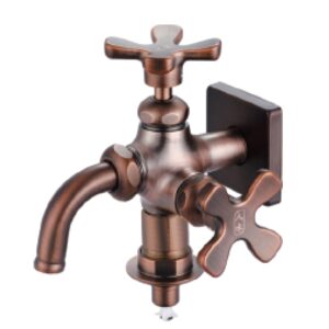 CB-34277 花瓣雙口洗衣機水栓/古絲色