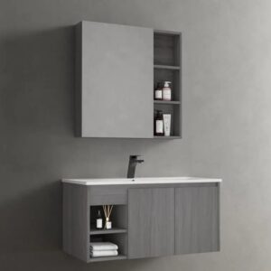 KQ-P0913/9610 瓷盆發泡板浴櫃組/寬100CM/左開放/附衛生紙口