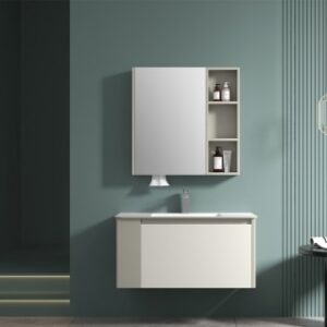 KQ-S3411 瓷盆不鏽鋼浴櫃組/寬100CM/左開放/抽屜櫃