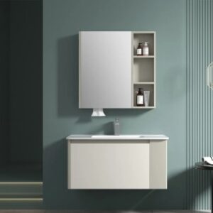 KQ-S3412 瓷盆不鏽鋼浴櫃組/寬100CM/右開放/抽屜櫃