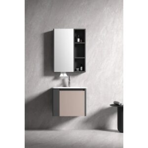 KQ-S3561/9460 瓷盆不鏽鋼烤漆浴櫃組/寬60CM/左開放