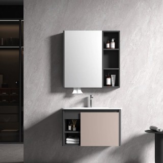 KQ-S3581 瓷盆不鏽鋼烤漆浴櫃組/寬80CM/左開放