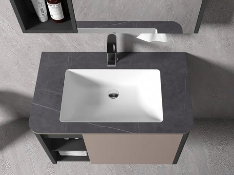 KQ-S3581 瓷盆不鏽鋼烤漆浴櫃組/寬80CM/左開放:圖片 3