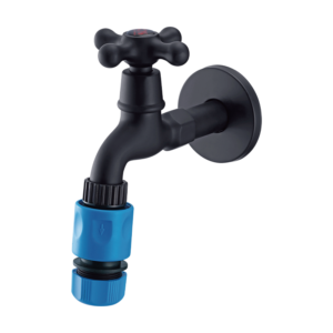 D-2302A 十字陶瓷長栓-附快速接頭-戶外龍頭/消光黑